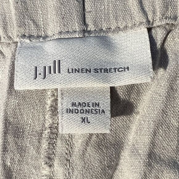 J. Jill Linen Stretch Cropped Pants XL Gray Lagenlook Boho Festival Relaxed - Picture 4 of 11